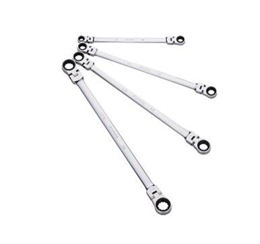 4-pc. Flexi-Head Double End Ratchet Ring Spanner