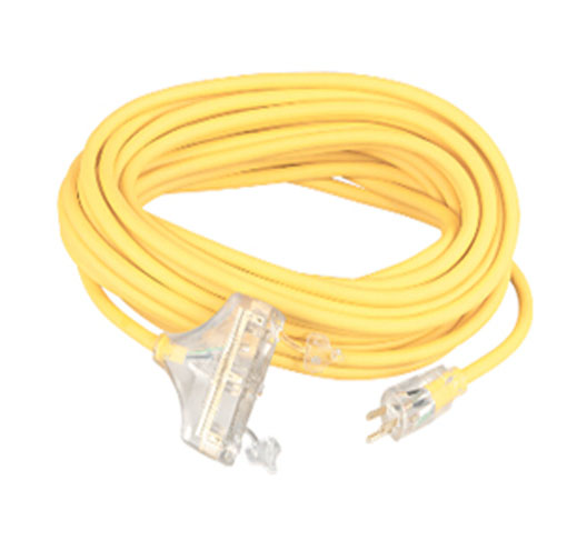 Tri-tap extension cord  with light