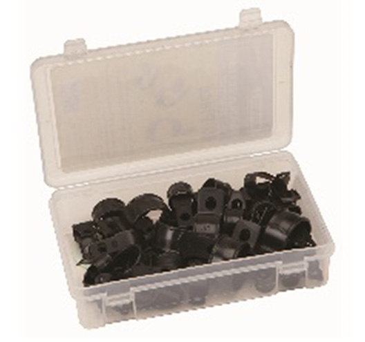 40PC Black Nylon Cable ClampAssortment