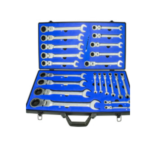 22pcs 6-32mm Flexible Head Ratchet Gear Spanner Wrench Set