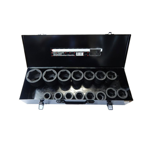 1" 60mm length  Impact  socket 15 pcs/set (metal box)