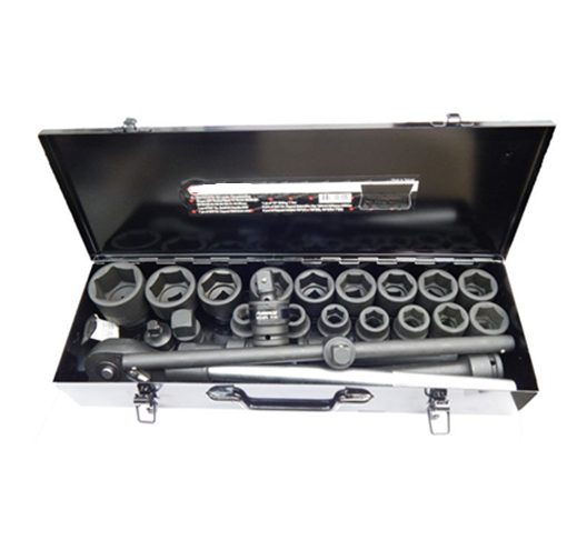 3/4" 56mm length Impact socket set 24pcs/set (metal box).
