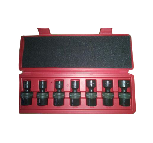 7 Pc 1/2" Drive Universal Swivel Shallow Impact Socket Set 		