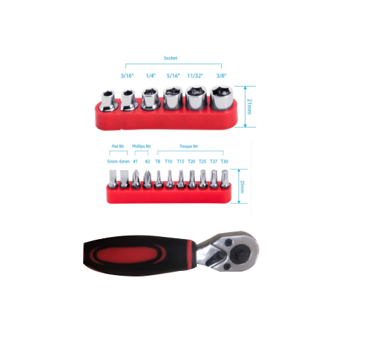 18pc socket & bit tool set