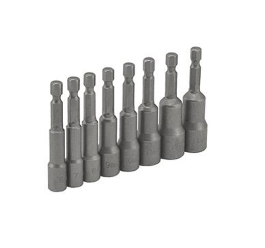 8pc ¼" Hex Shank Magnetic Power Nut Setters | Metric (6mm - 13mm) | 		