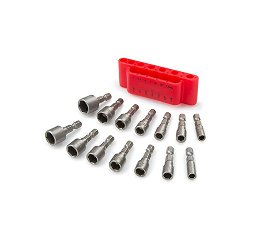 Quick-Change Power Nut Driver Bit Set with Detents, 14-Piece