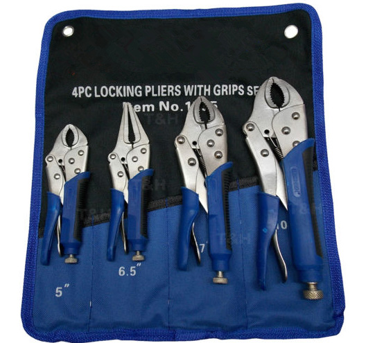 4 PC LOCKING PLIERS WITH GRIPS SET