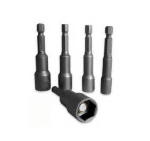 5pc 1/4"x2-9/16" Magnetic Nutsetter set