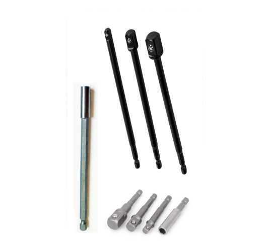 8PC BIT SOCKET ADAPTOR 1/4" Dr. 3/8" Dr.& 1/2" with Bit Extension