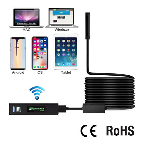 2 Megapixels WIFI Endoscope With 8pcs LED OD8mm Camera