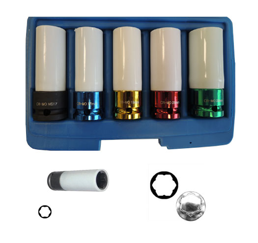 5pc Wheel Impact Socket Set  With  Mercedes Benz 17mm