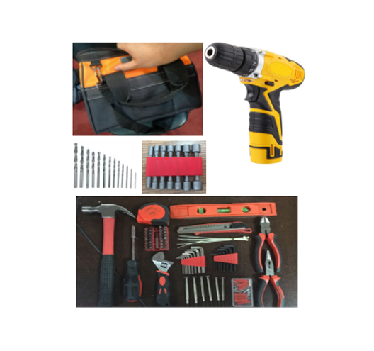 3/8" 213pcs 12V 1300mAht Li-ion Cordless Drill Set