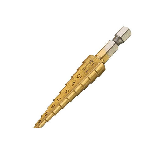 Step Drill Bits 1/4"DRIVE Size:4-12mm Titanium Coated