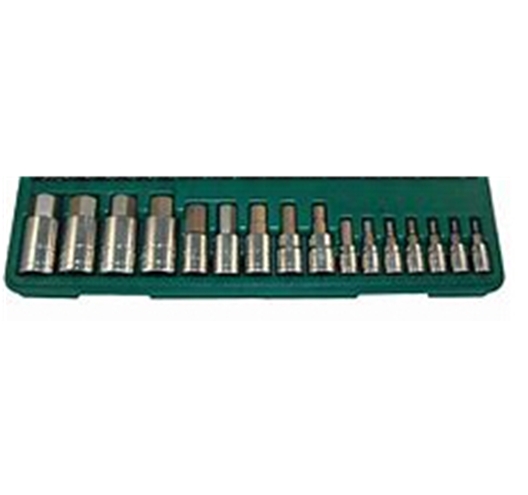 16Pc Hex Bit Socket Set-SAE