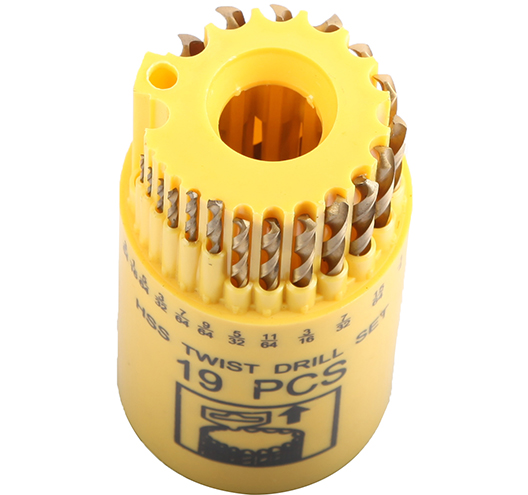 19Pc Titanium Drill Bit Set