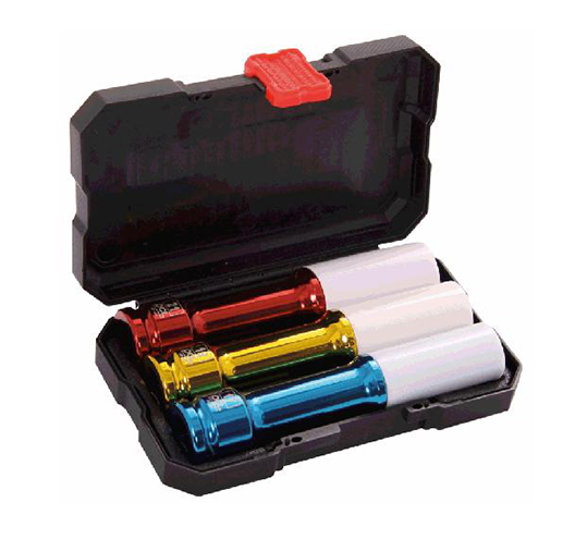 3pc 1/2" Long Alloy Wheel Impact Socket Set
