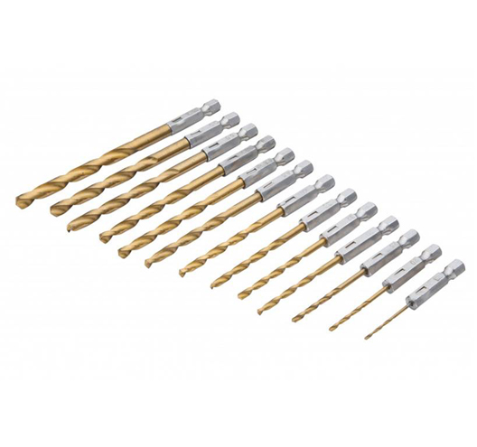13Pc Titanium Coated HSS Drill Set, 1/4-Inch