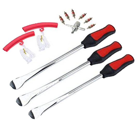 3 PCS Tire Spoons 11inch + Valve Tool with 6 Valve Cores