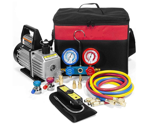 4CFM Air Vacuum Pump And AC Manifold Gauge Case Set