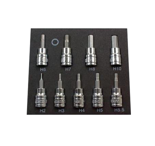 9PC 3/8" DR HEX BIT SOCKETS IN FOAM