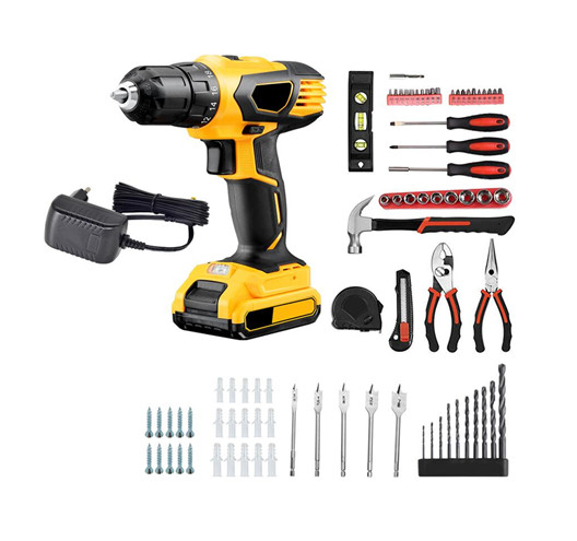 81pcs 12V Lithium Single Speed Drill Set