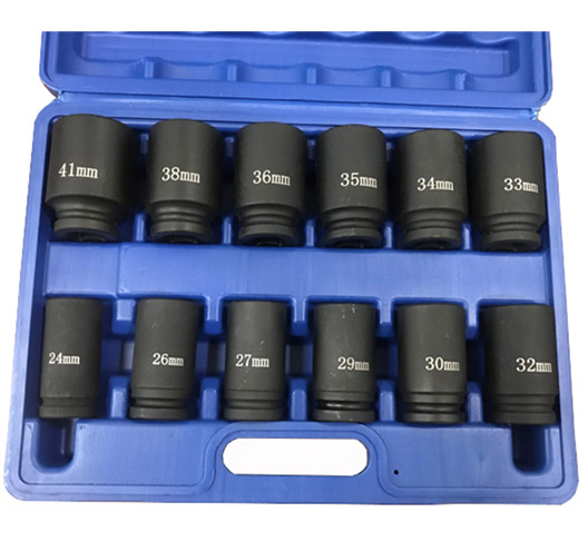 12PC 3/4" DR 6PT Deep Impact Sockets， Metric 24 - 41mm