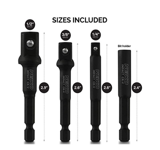 4Pcs Impact Driver Socket Adapter Set