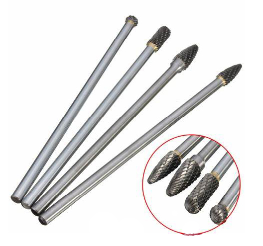 4PC 1/4"  Double Cut Carbide Burr Set