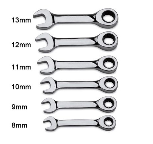 6Pcs ULTRA-SHORT RATCHETCOMBINATION WRENCH SET
