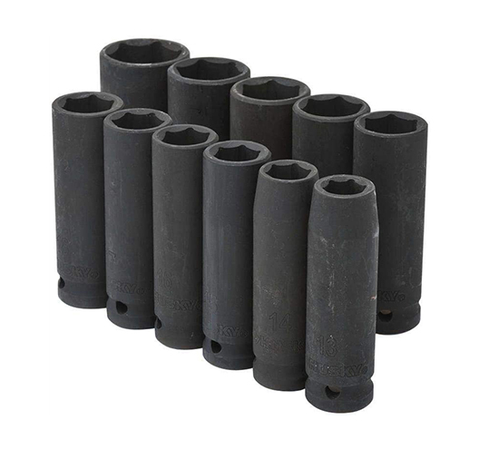 11pcs-1/2Dr. Impact Deep Socket Set 6 Point