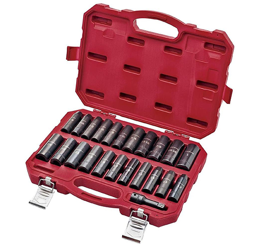 23pcs-1/2Dr. Impact Deep Socket Set 6 Point