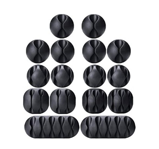 16 Pcs Black Cable Clips Set