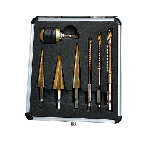 7Pcs Step and Saw Drill Bit Set