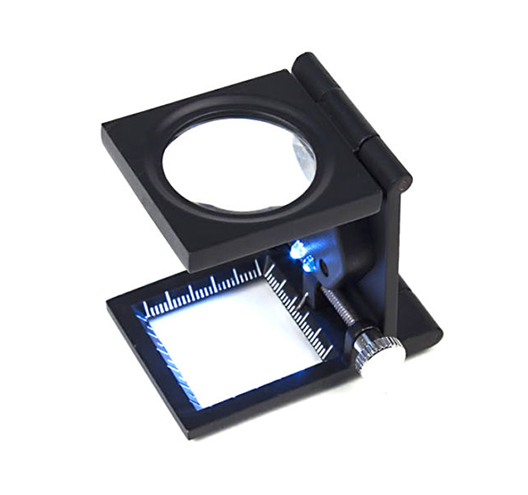 Three-Folding Zinc Alloy Loupe with LED 10X