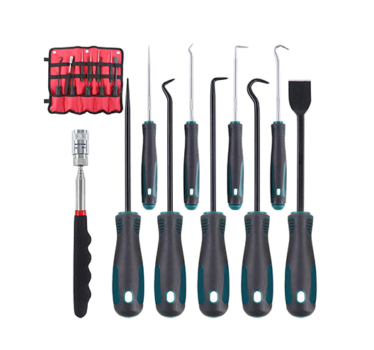 9pc Hook And Pick Set with Magnetic Telescoping Pick Up
