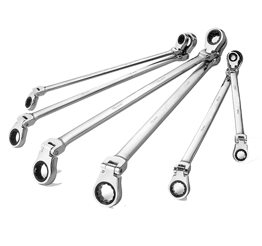 Extra Long Flex-Head Ratchetin Box End Wrench Set，6Pcs，Metric