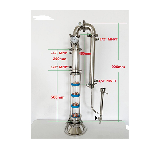 3"76mm OD9 Flute Distiller With 5Floor Distillation Lens Column