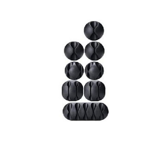 8 Pcs Black Cable Clips Set