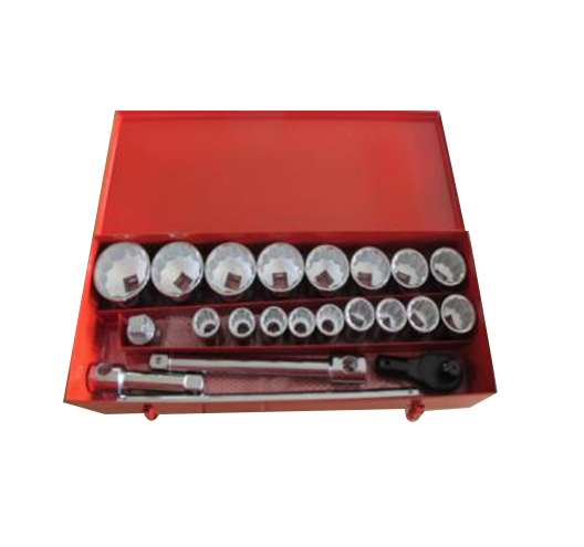 22 PIECE METAL TOOL CASE  WITH 1" AUTOCLE 12-POINT SOCKETS