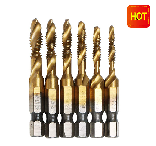 6Pcs Combination Drill and Tap Bit, Metric