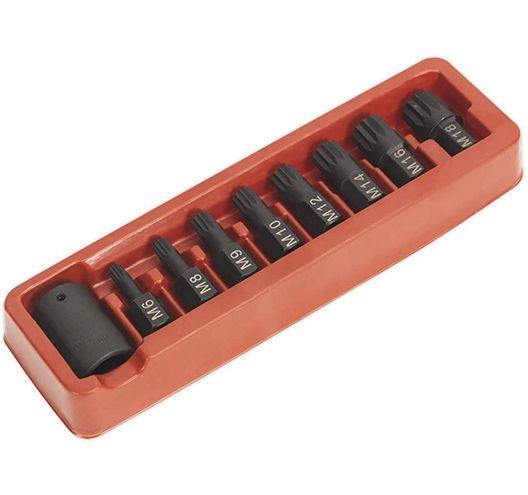 9pc 1/2".Dr Spline Bits Set