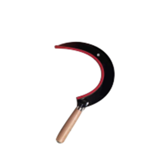 Sickle with hardwood