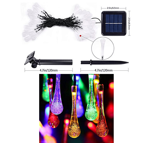 Solar waterdrops string lights