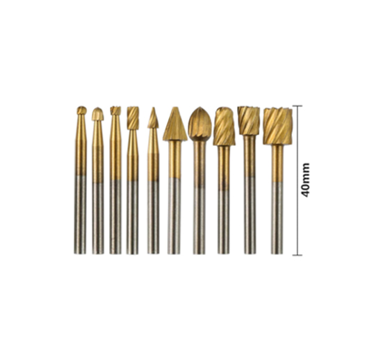 10pcs Titanium Coat HSS Rotary Burr Set