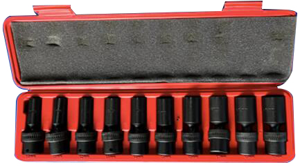 10Pcs 3/8" Dr. Deep swivel impact socket set