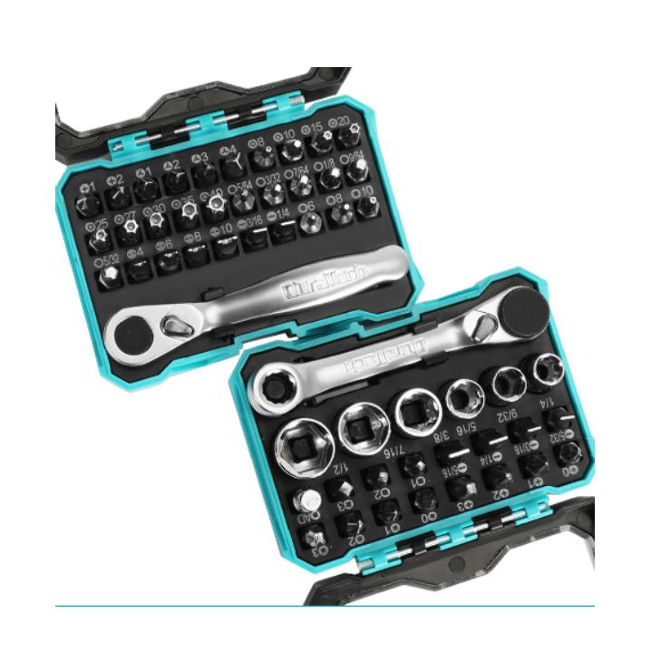 56-pieces 1/4" Mini Ratchet Wrench and Screwdriver Bit Set