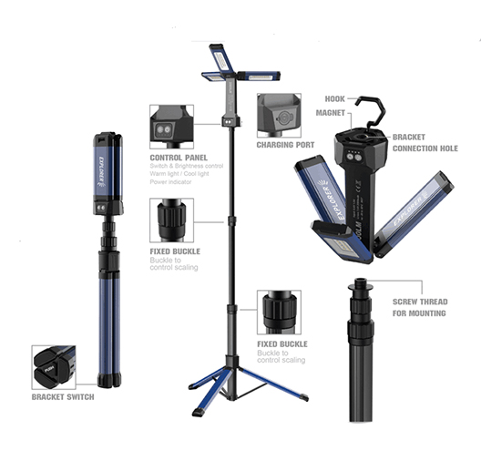 60pcs LED Rechargeable Work Light with Detachable Tripod