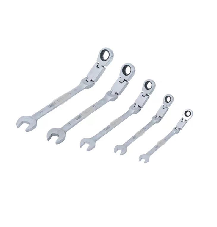 5PC Double-Joint Ratchet Combination Wrench Set