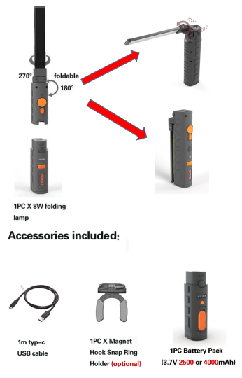 8W Detachable battery pack Folding Light