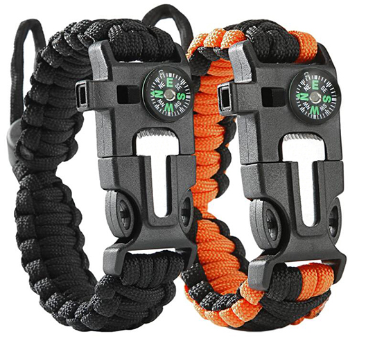 Compass Adjustable Survival Bracelet-One Pair